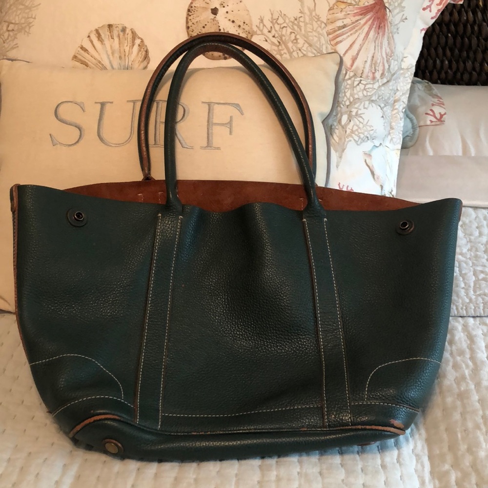 J. Crew • Green Leather Tote